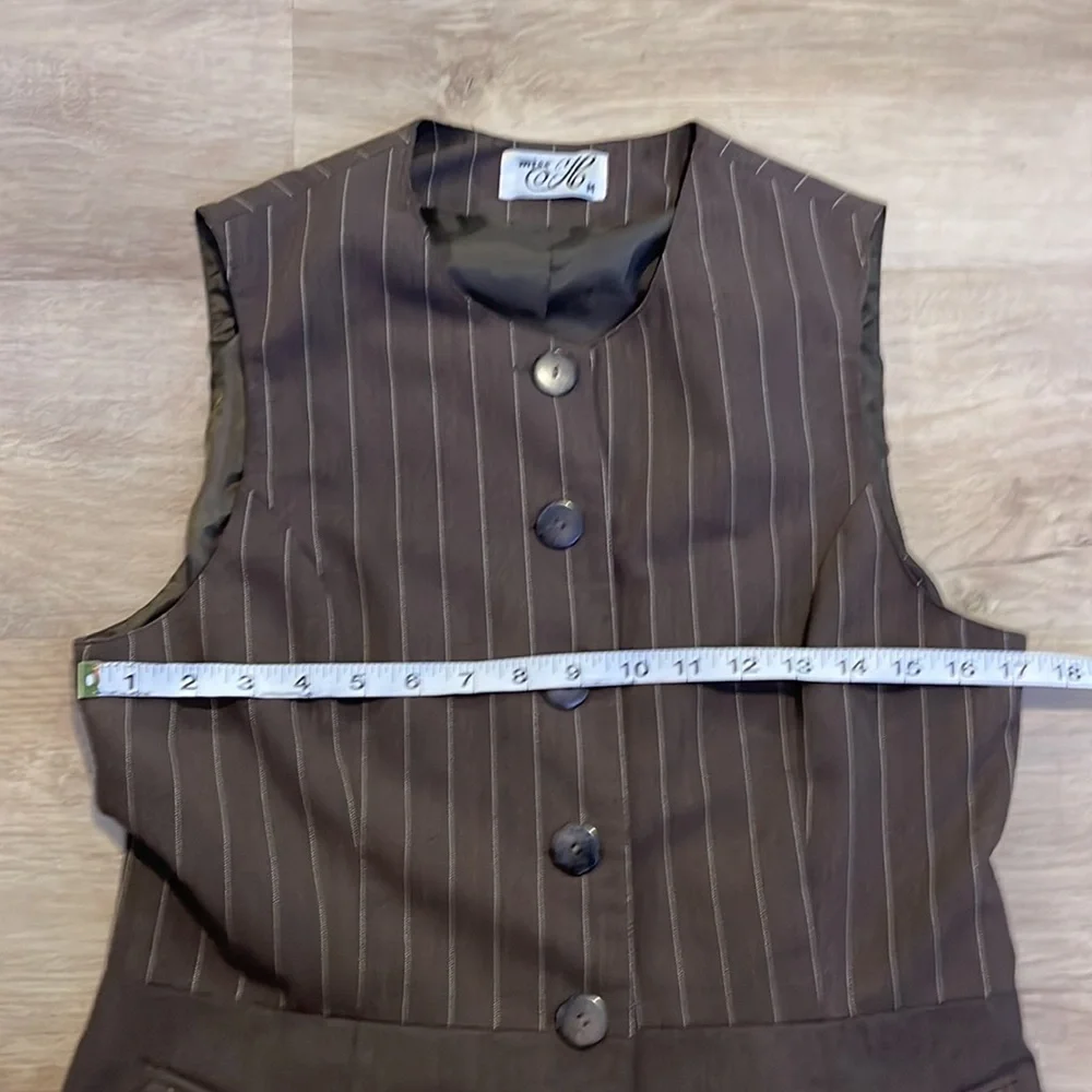 Miss Me Vintage Trending Longline Vest sz M (runs small) Brown Pinstripe - Picture 5 of 15